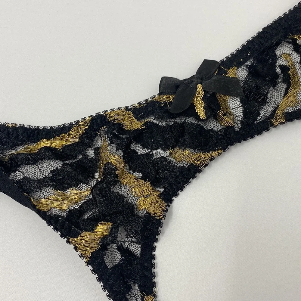 Agent Provocateur Genevieve Black Gold Suspender NWT $250 - Picture 3 of 8